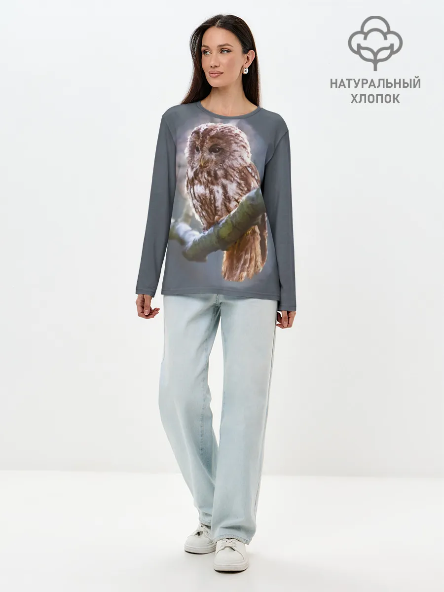 Лонгслив женский. Хлопок / Сова