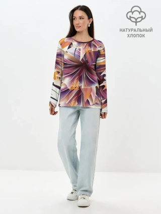 Лонгслив женский. Хлопок / Необычный цветок