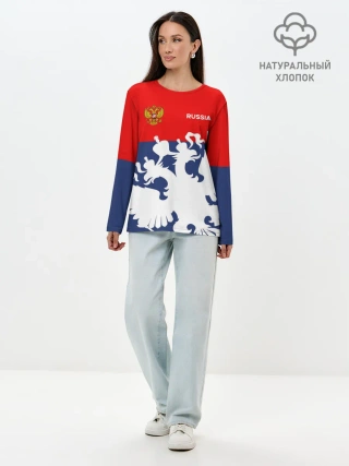Лонгслив женский. Хлопок / Герб РФ