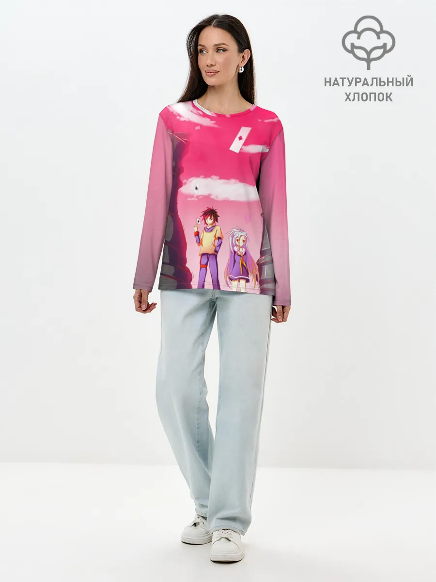 Лонгслив женский. Хлопок / Шахматы аниме