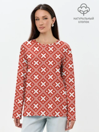 Лонгслив женский. Хлопок / узоры