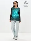 Лонгслив женский. Хлопок / Neon light blue