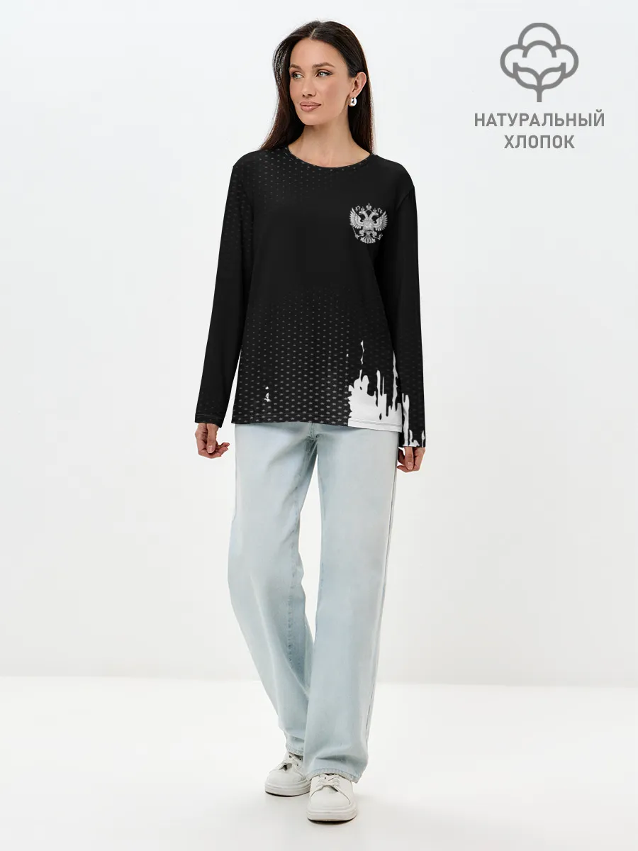 Лонгслив женский. Хлопок / Russia black collection