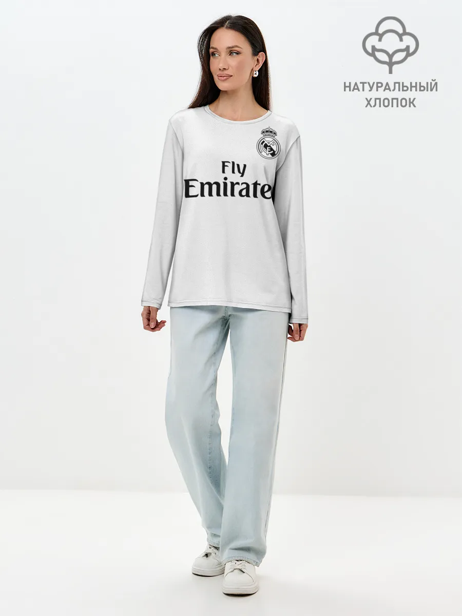 Лонгслив женский. Хлопок / Реал Мадрид Форма Новая 18/19