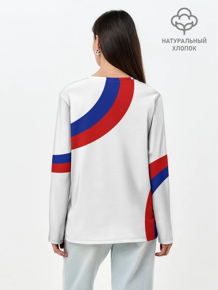 Лонгслив женский. Хлопок / Россия Триколор