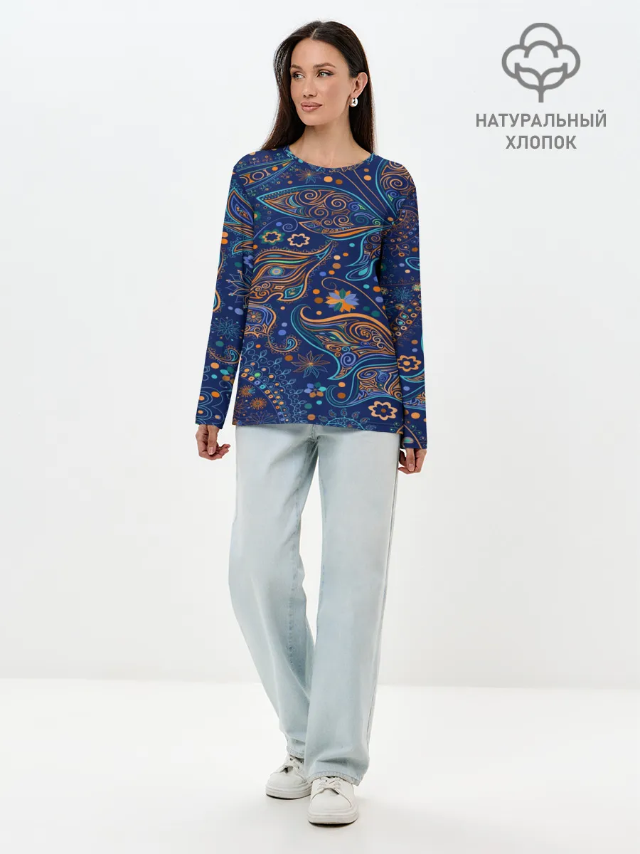 Лонгслив женский. Хлопок / Необычные узоры