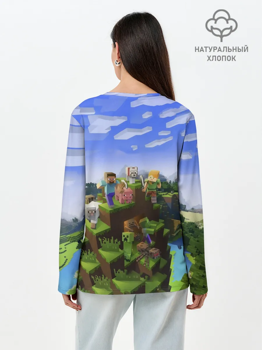 Лонгслив женский. Хлопок / Женя - Minecraft