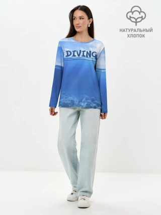 Лонгслив женский. Хлопок / Дайвинг