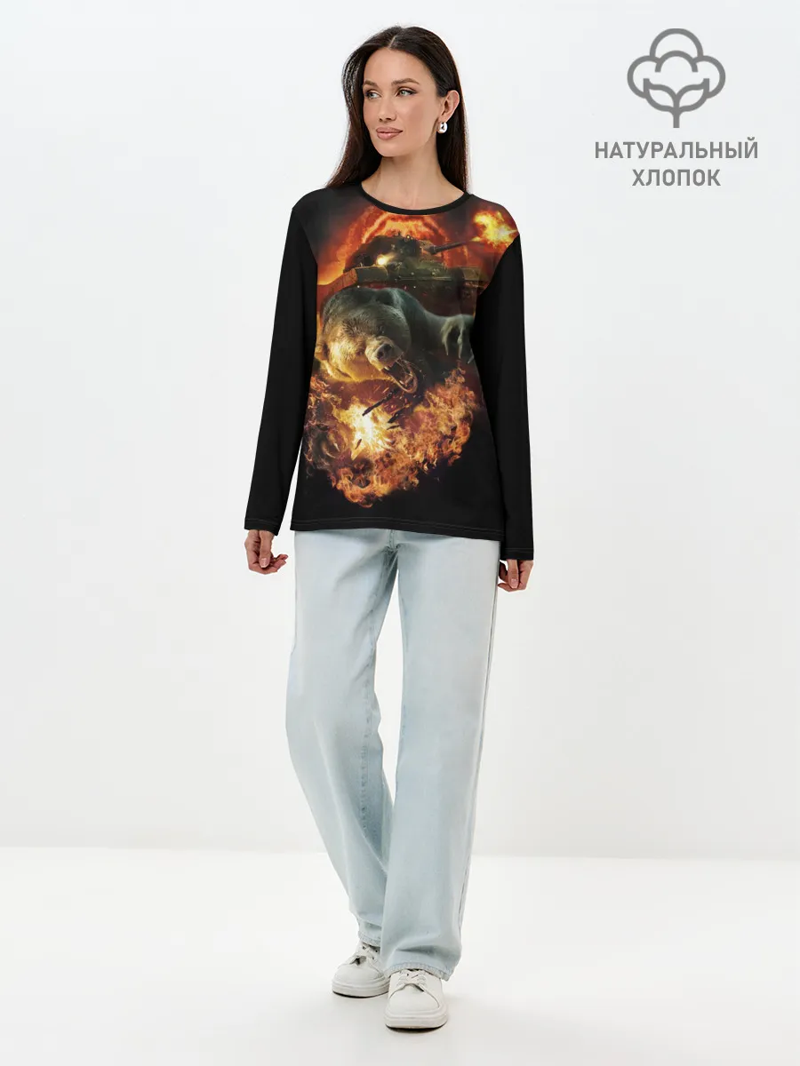 Лонгслив женский. Хлопок / Русский медведь