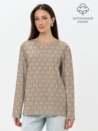 Лонгслив женский. Хлопок / Лисы узор