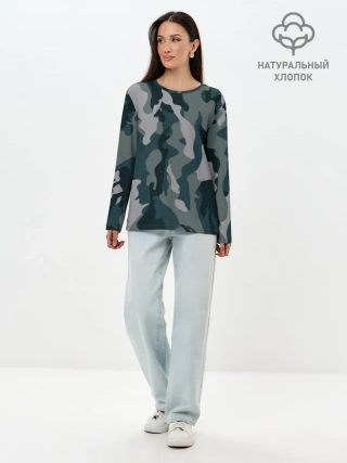 Лонгслив женский. Хлопок / камуфляж