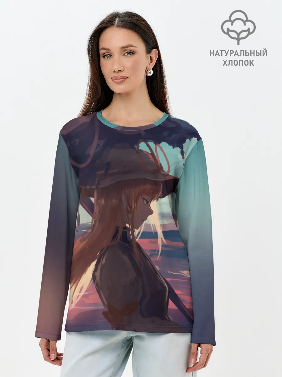 Лонгслив женский. Хлопок / Зонтик