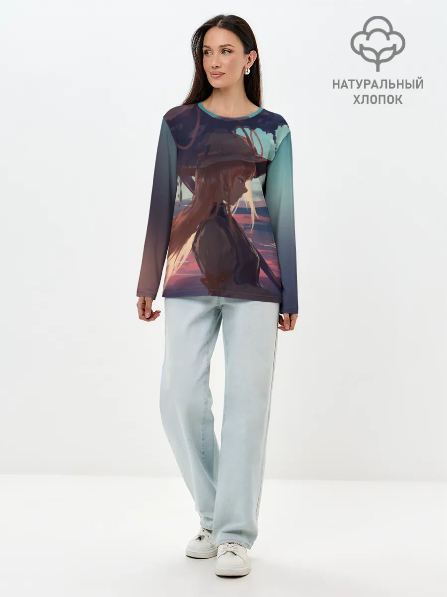 Лонгслив женский. Хлопок / Зонтик