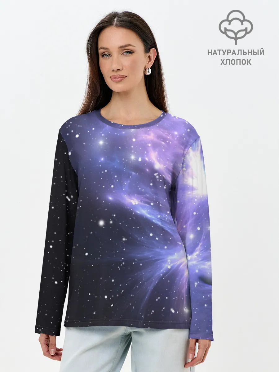 Лонгслив женский. Хлопок / Сияние звёзд