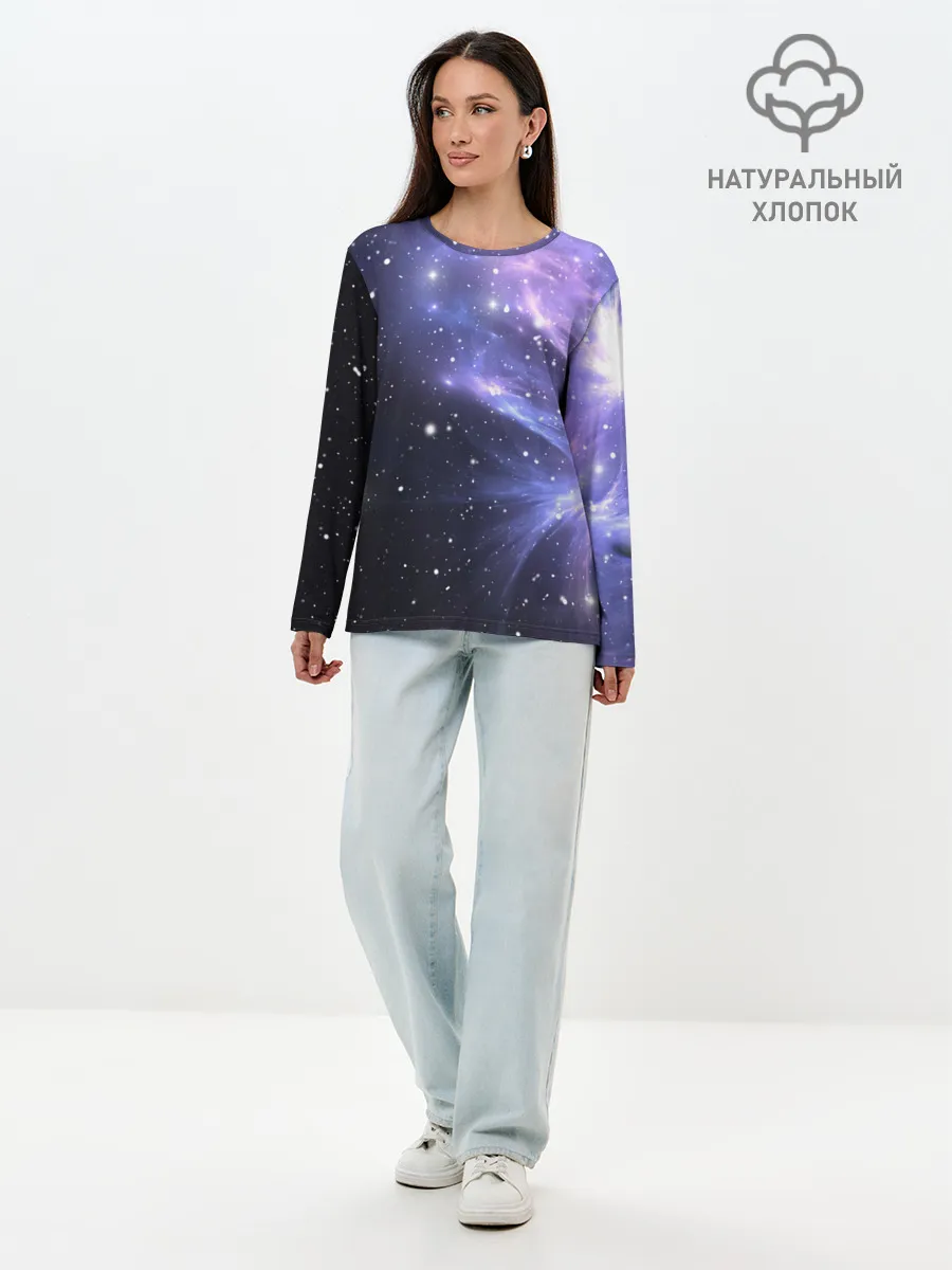 Лонгслив женский. Хлопок / Сияние звёзд