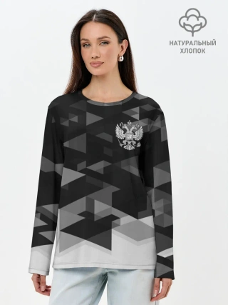 Лонгслив женский. Хлопок / Герб РФ