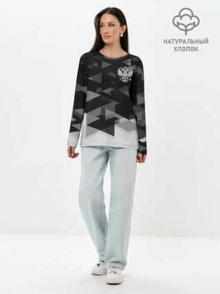 Лонгслив женский. Хлопок / Герб РФ