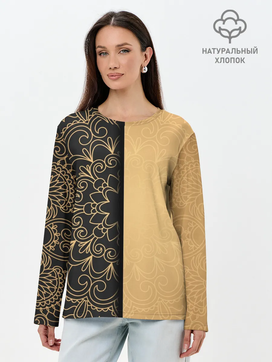 Лонгслив женский. Хлопок / Черное золото
