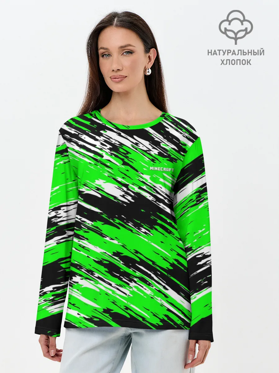 Лонгслив женский. Хлопок / Minecraft