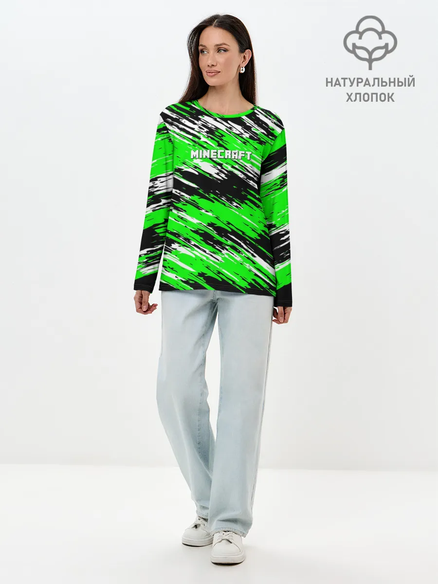 Лонгслив женский. Хлопок / Minecraft