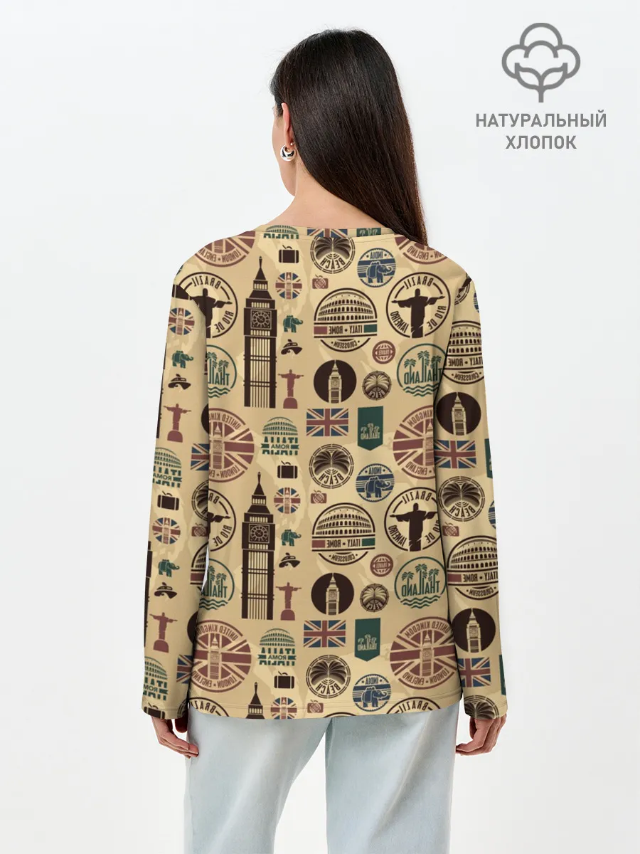 Лонгслив женский. Хлопок / Путешествие