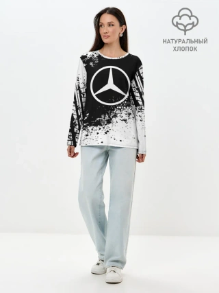 Лонгслив женский. Хлопок / Mercedes abstract sport