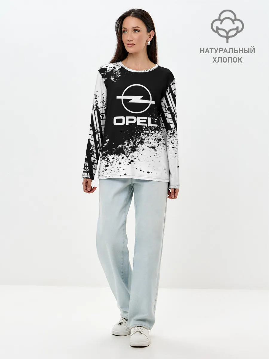 Лонгслив женский. Хлопок / Opel abstract sport