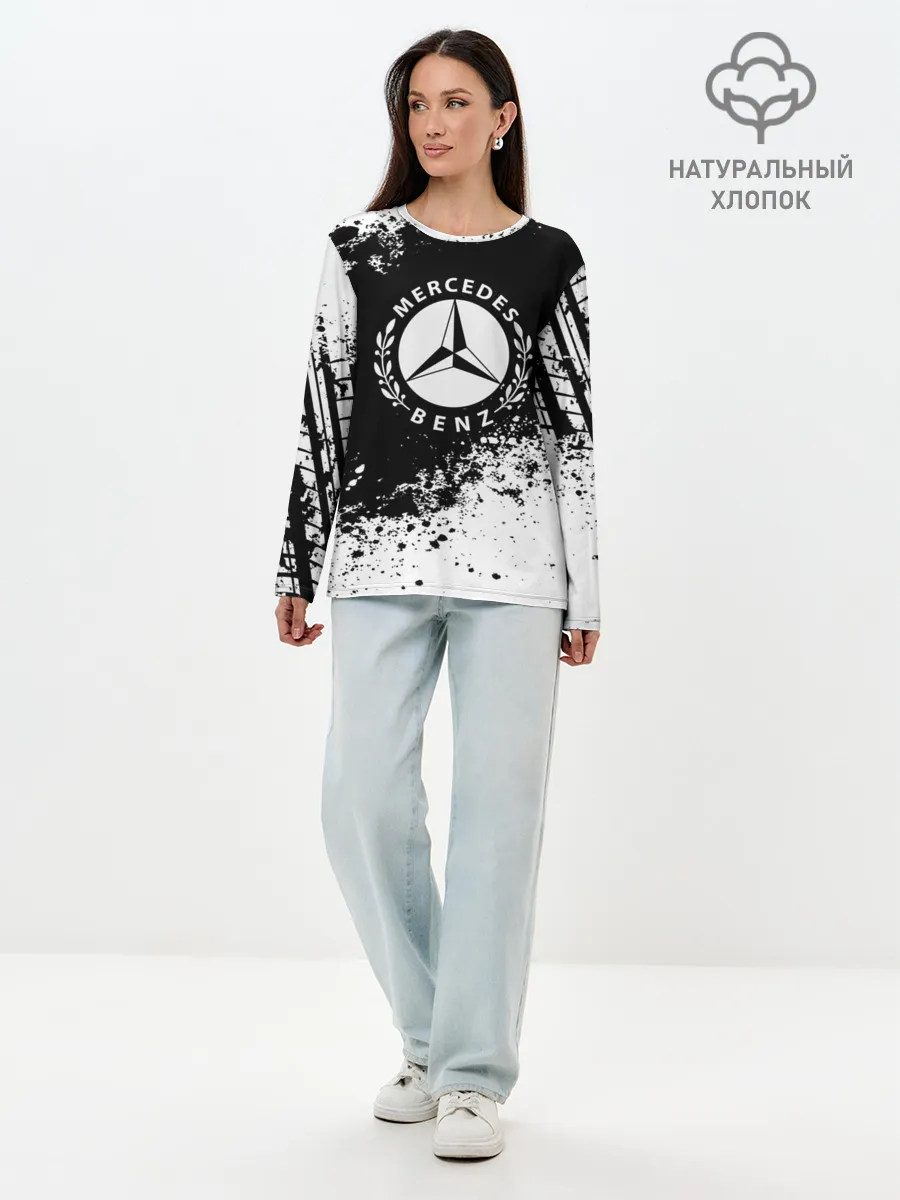 Лонгслив женский. Хлопок / Mercedes abstract sport