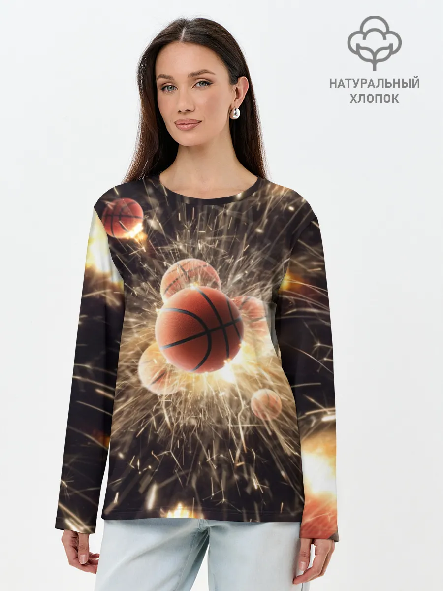 Лонгслив женский. Хлопок / Звезда баскетбола