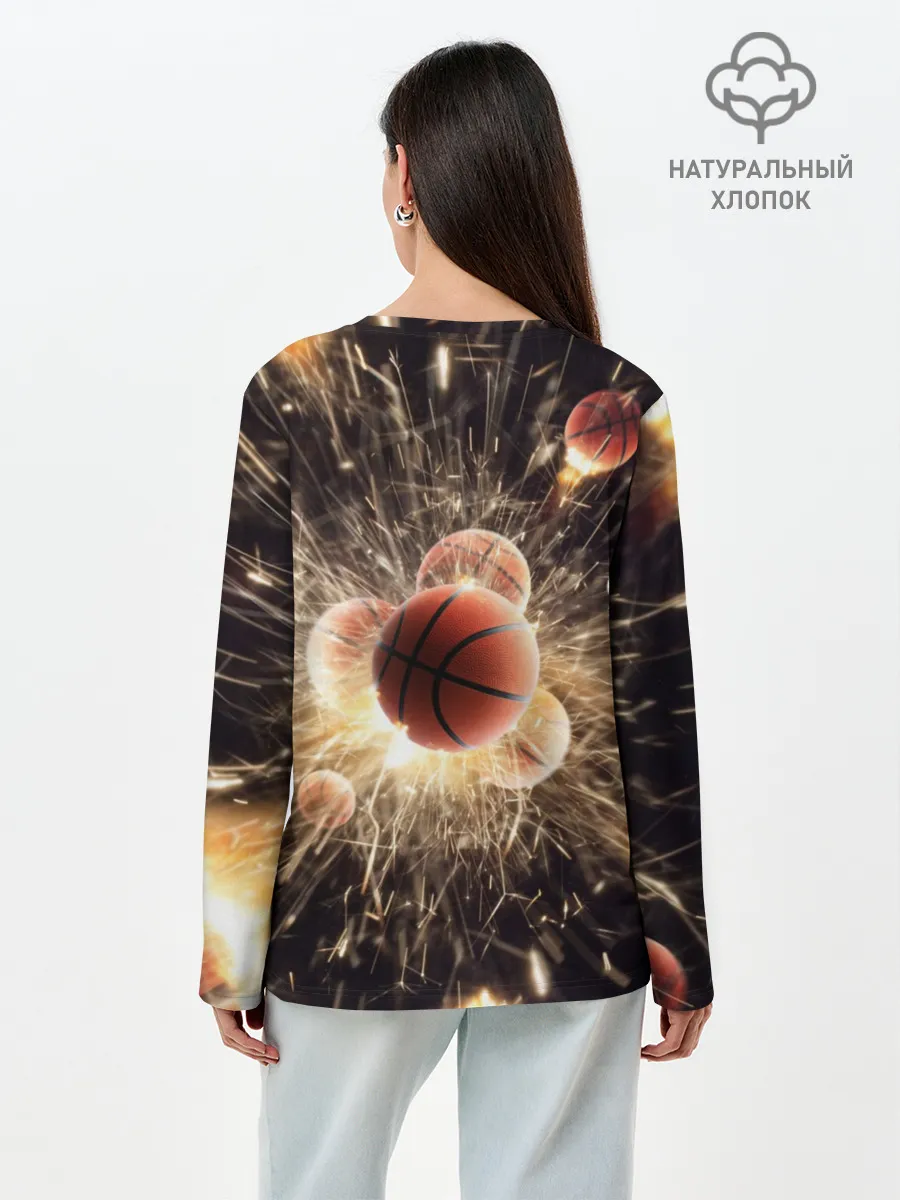 Лонгслив женский. Хлопок / Звезда баскетбола