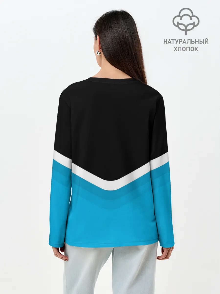 Лонгслив женский. Хлопок / BMW Black & Blue