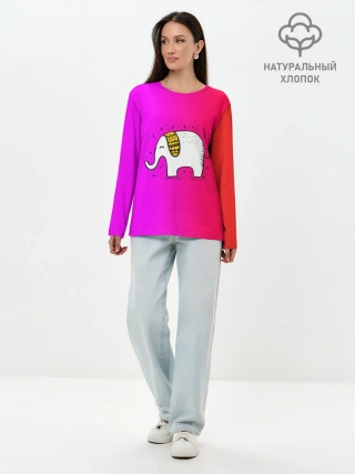 Лонгслив женский. Хлопок / Радужный слоник