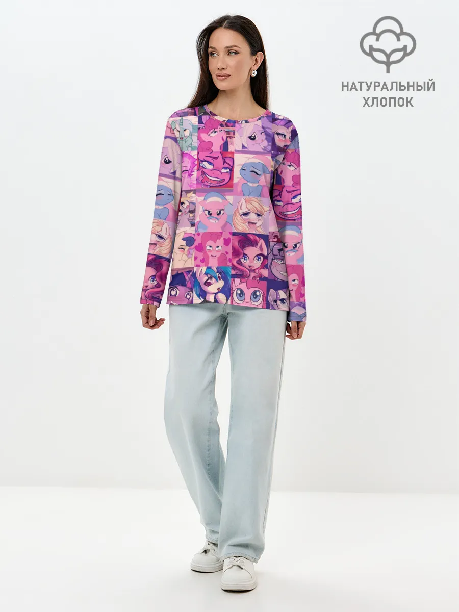 Лонгслив женский. Хлопок / My Little Pony Ahegao