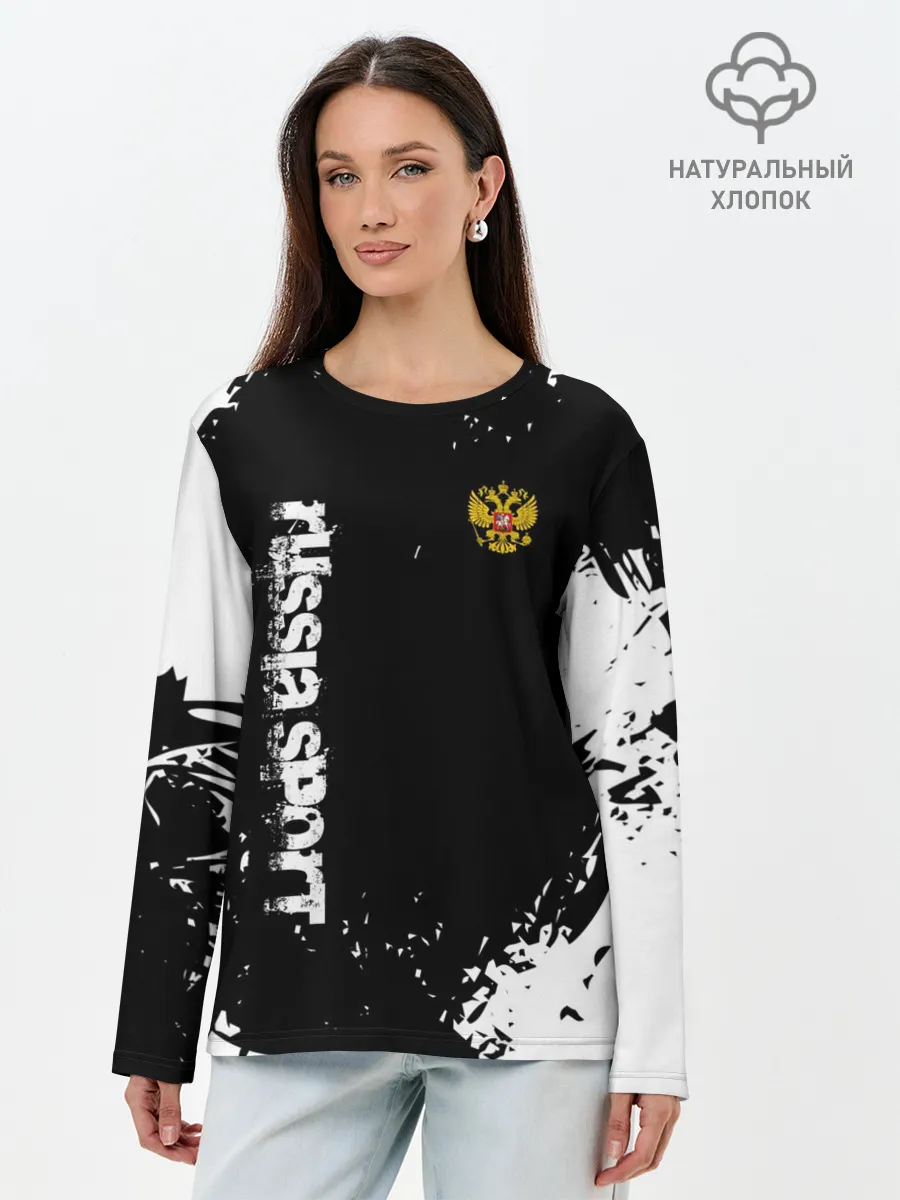 Лонгслив женский. Хлопок / РОССИЯ БРЫЗГИ | RUSSIA PAINTS