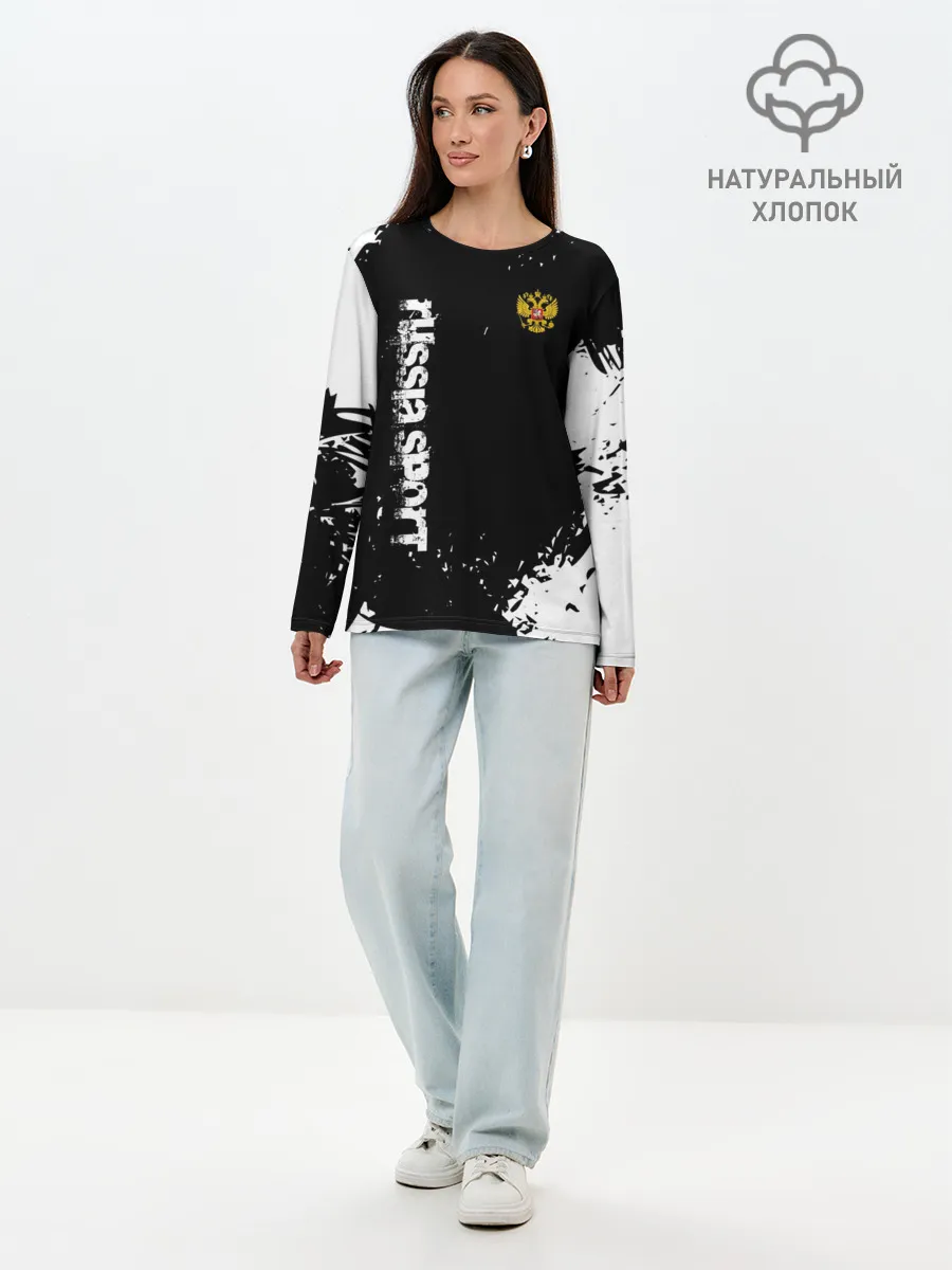 Лонгслив женский. Хлопок / РОССИЯ БРЫЗГИ | RUSSIA PAINTS