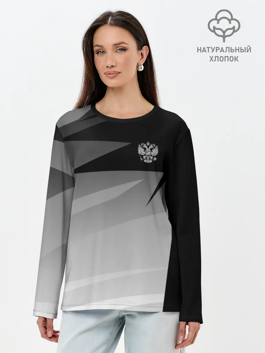 Лонгслив женский. Хлопок / RUSSIA SPORT | РОССИЯ СПОРТ