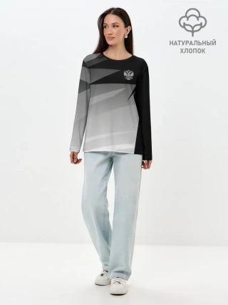 Лонгслив женский. Хлопок / RUSSIA SPORT | РОССИЯ СПОРТ