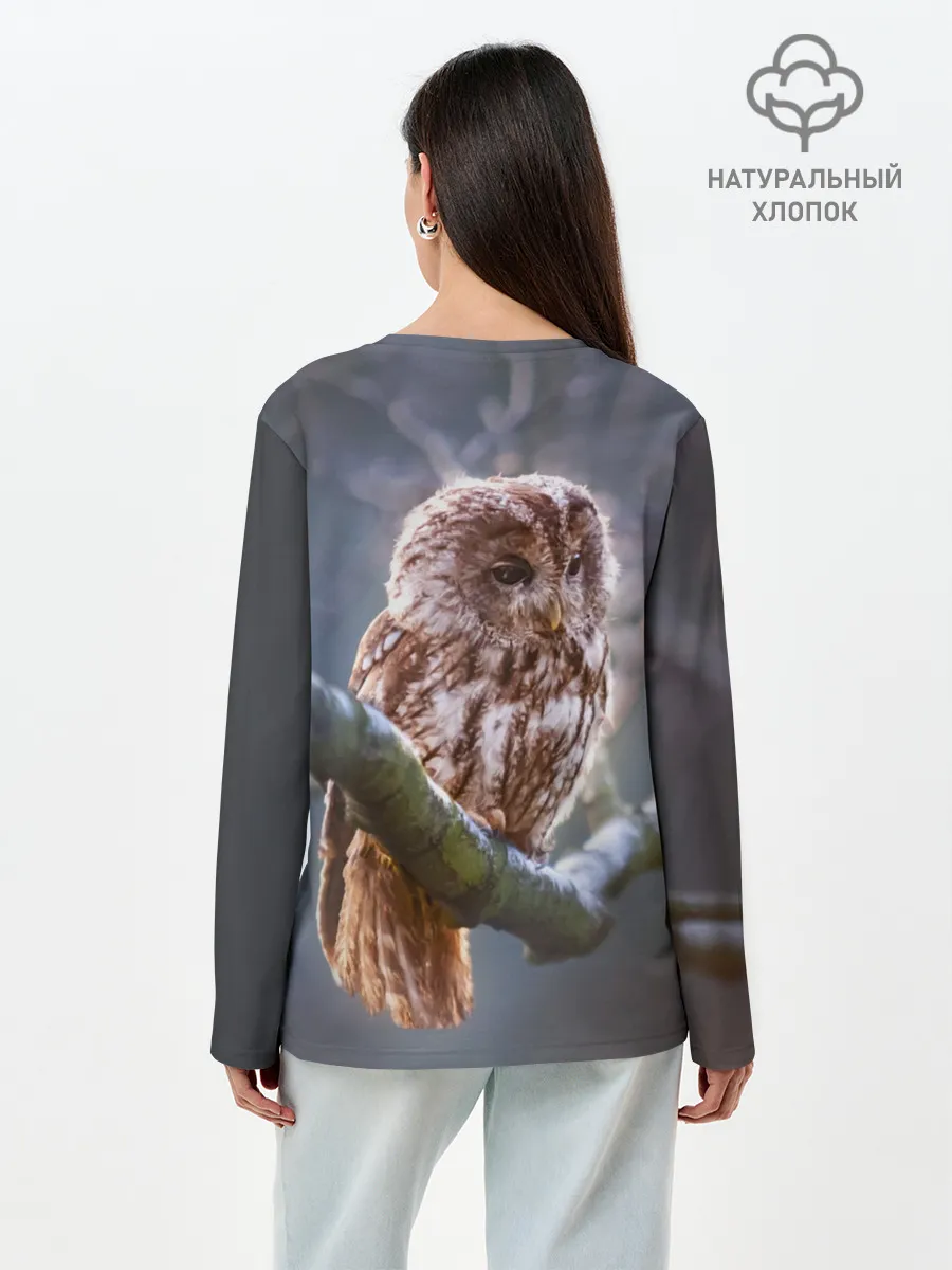 Лонгслив женский. Хлопок / Сова