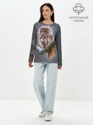 Лонгслив женский. Хлопок / Сова