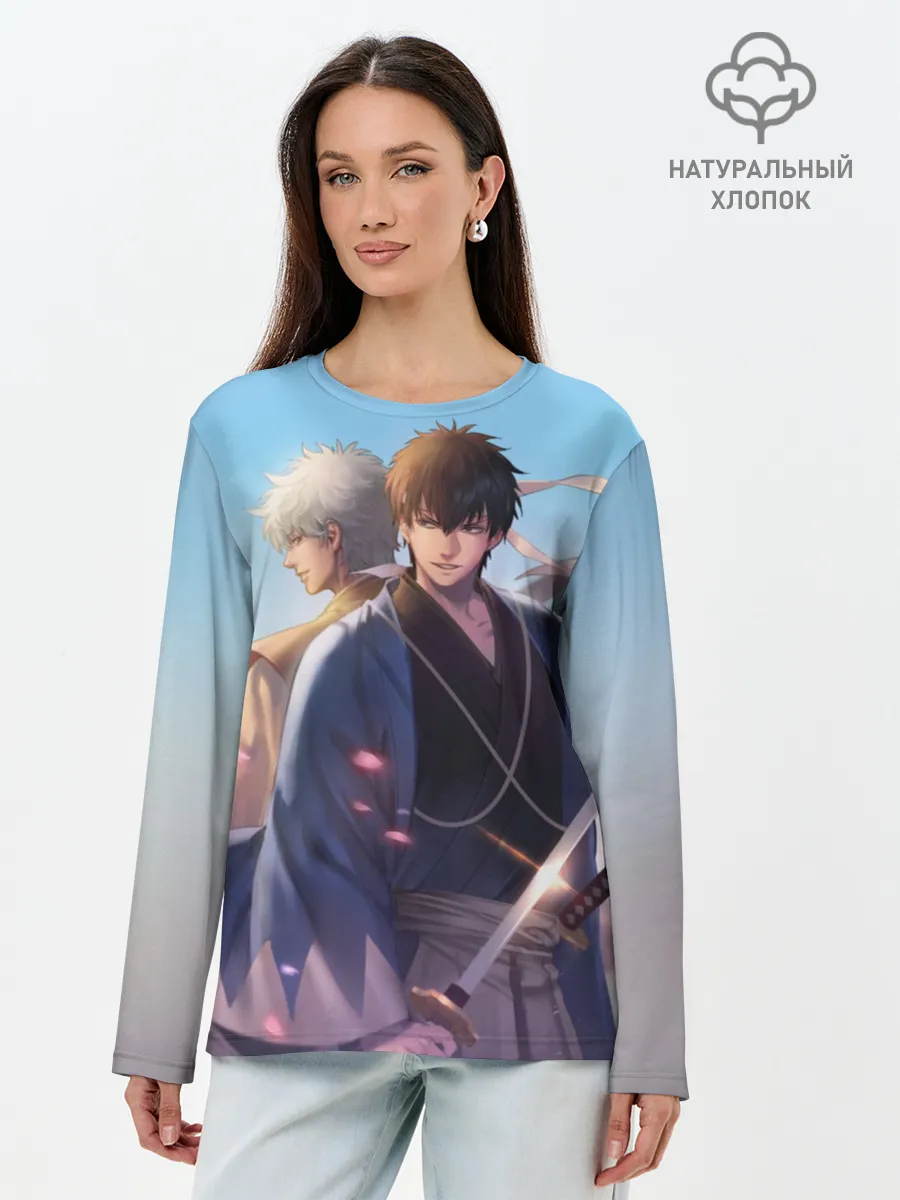Лонгслив женский. Хлопок / Воин Гинтоки