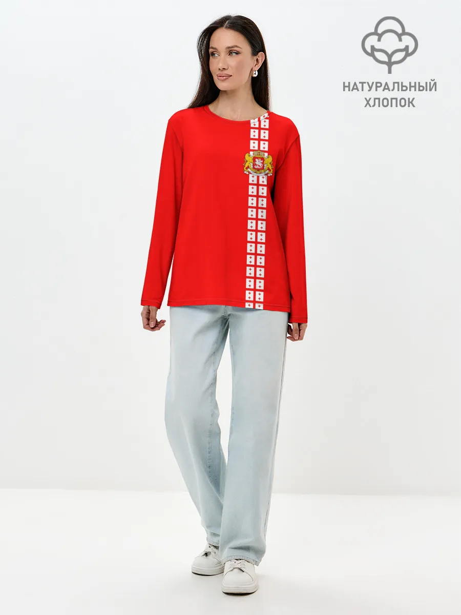 Лонгслив женский. Хлопок / Грузия, лента с гербом