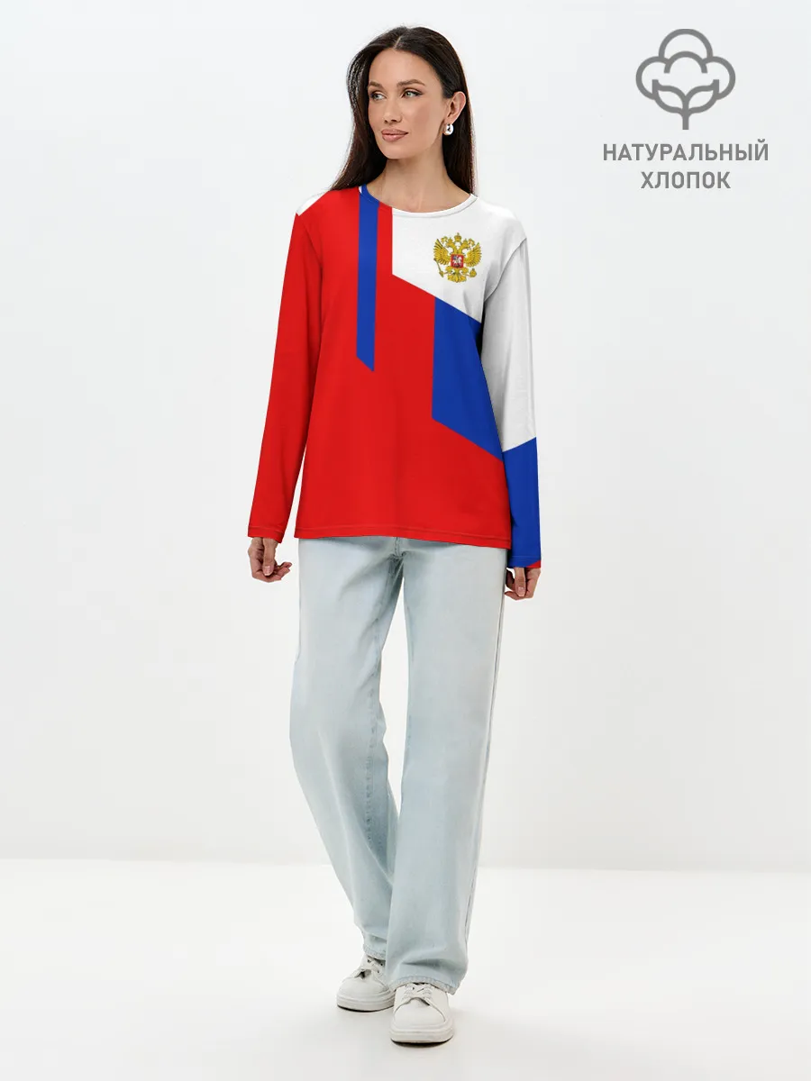 Лонгслив женский. Хлопок / RUSSIA SPORT | РОССИЯ ТРИКОЛОР