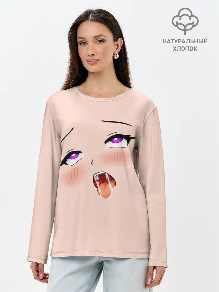 Лонгслив женский. Хлопок / Ahegao pick