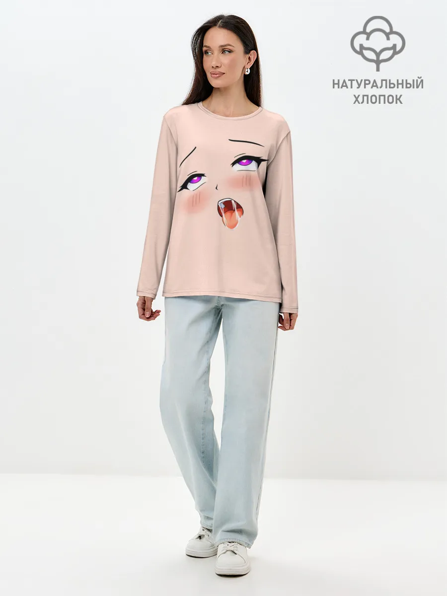 Лонгслив женский. Хлопок / Ahegao pick