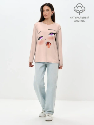 Лонгслив женский. Хлопок / Ahegao pick