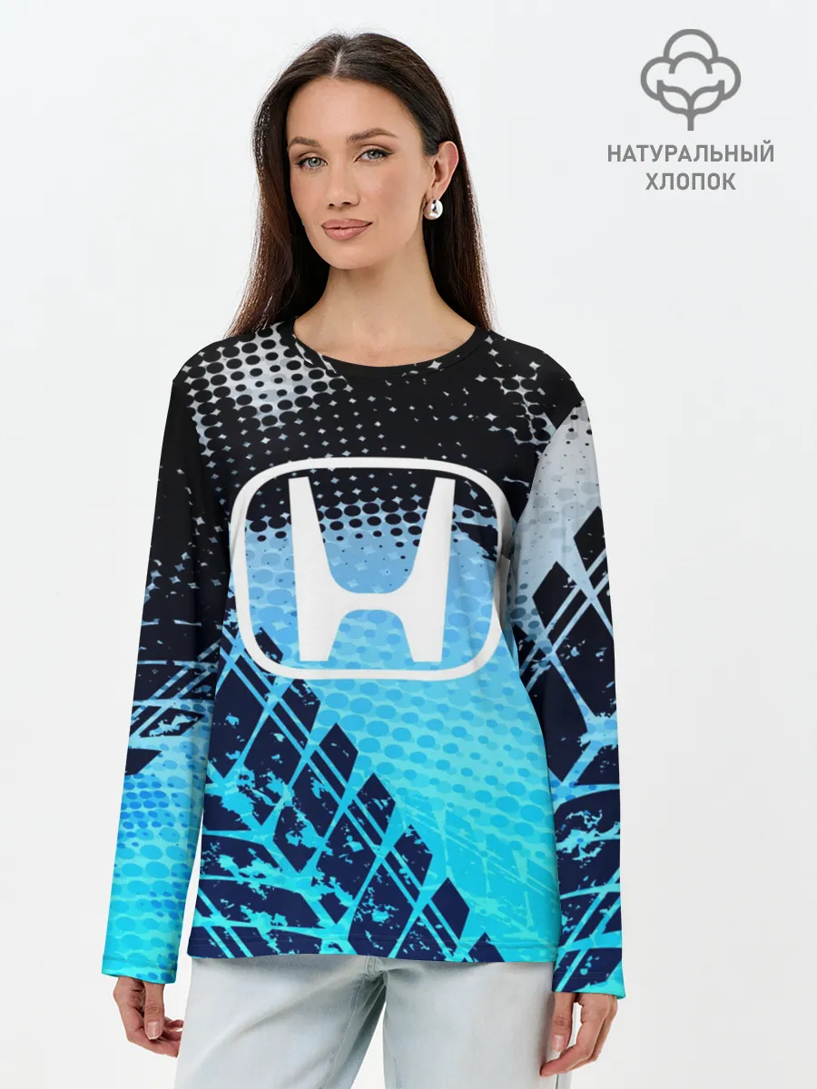 Лонгслив женский. Хлопок / Honda sport auto motors
