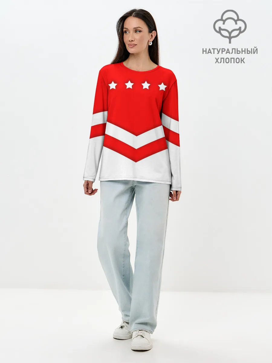Лонгслив женский. Хлопок / Звезды и полосы