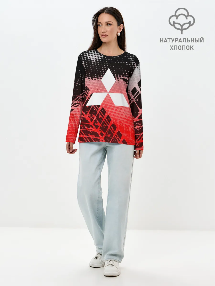 Лонгслив женский. Хлопок / Mitsubishi sport auto motors