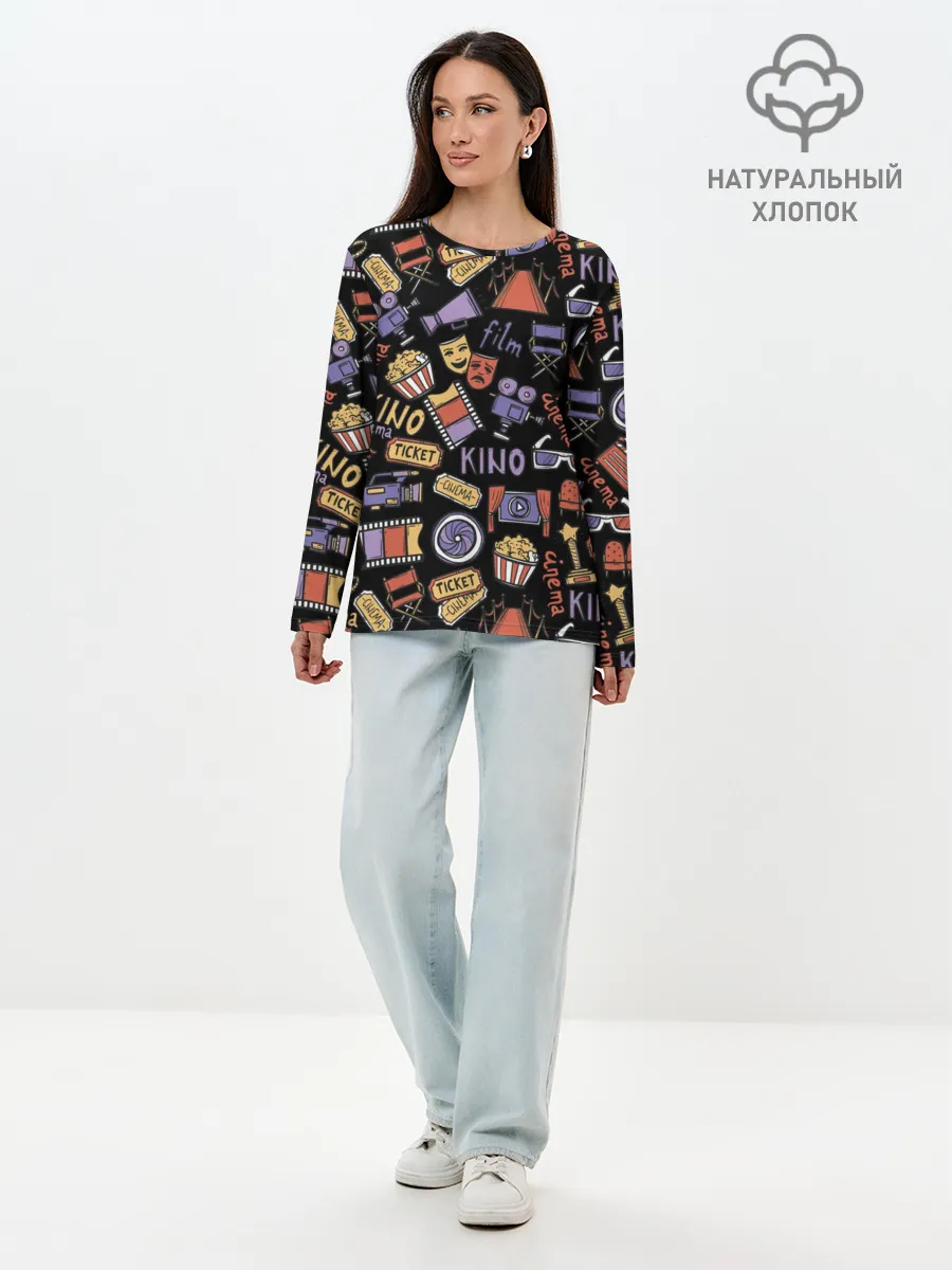 Лонгслив женский. Хлопок / Для киноманов