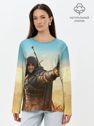 Лонгслив женский. Хлопок / Ведьмак. Игни